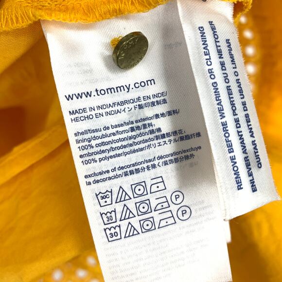 Tommy Hilfiger Fit & Flare Dress Womens Sz 8 Laser Cut Sleeveless Orange Yellow - Picture 6 of 6